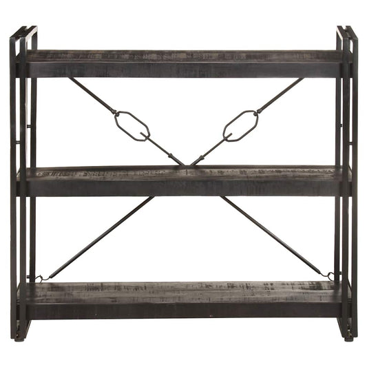 Libreria a 3 Ripiani 90x30x80cm Nero in Legno Massello di Mango | homemem39