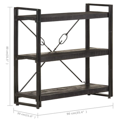 Libreria a 3 Ripiani 90x30x80cm Nero in Legno Massello di Mango | homemem39