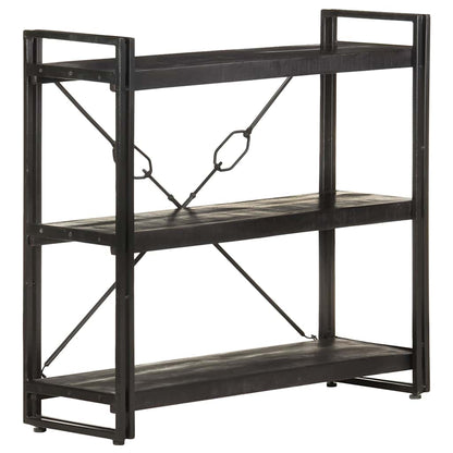 Libreria a 3 Ripiani 90x30x80cm Nero in Legno Massello di Mango | homemem39