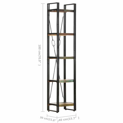 Libreria a 5 Ripiani 40x30x180cm in Massello di Recupero | homemem39