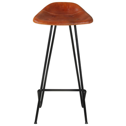 Sgabelli da Bar 2 pz Marroni in Vera Pelle - homemem39