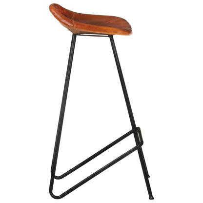 Sgabelli da Bar 4 pz Marroni in Vera Pelle - homemem39