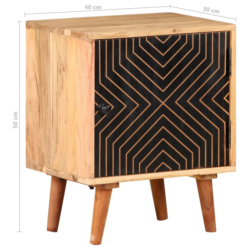 Comodino 40x30x50 cm in Legno Massello di Acacia | homemem39