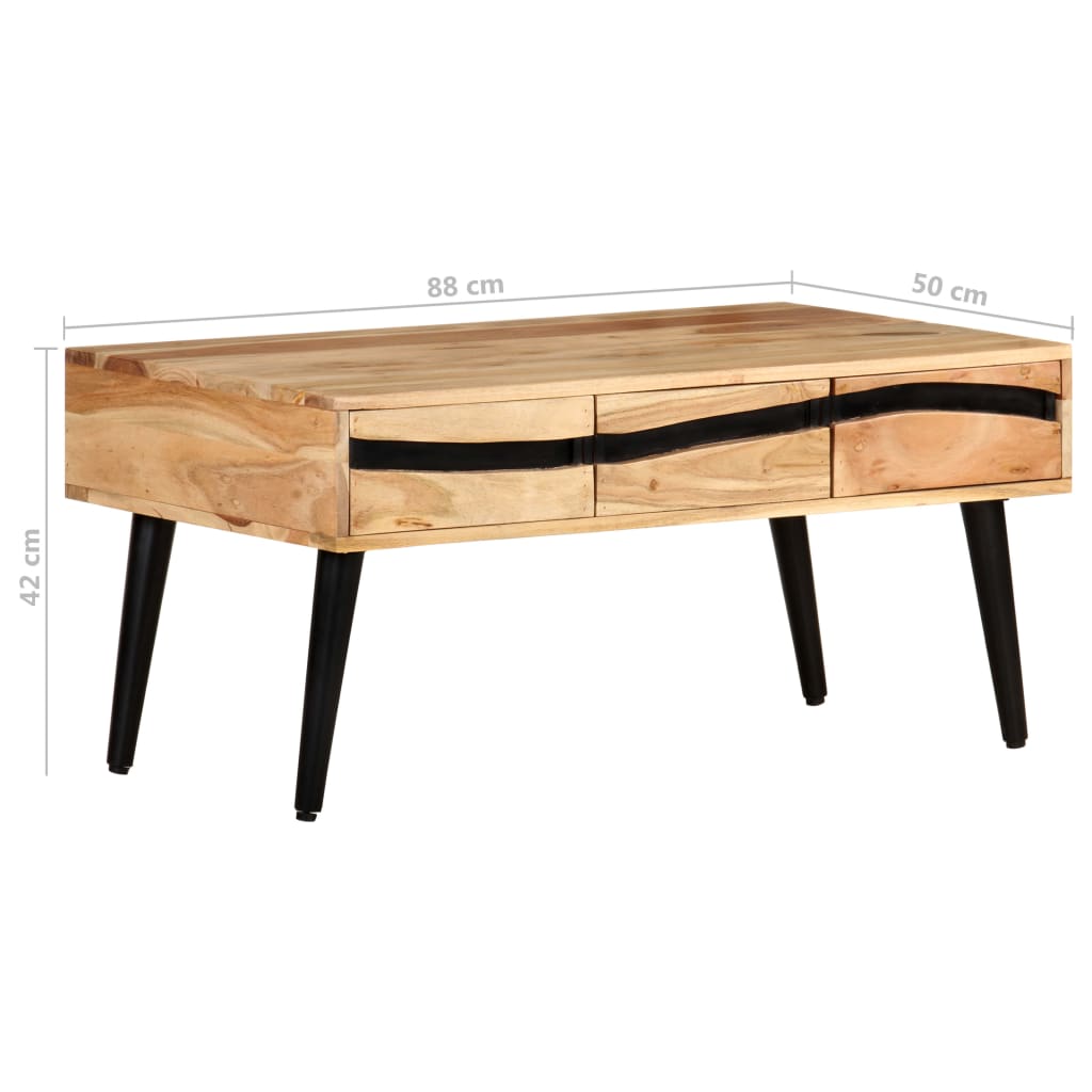 Tavolino da Salotto 88x50x42 cm in Legno Massello di Acacia | homemem39