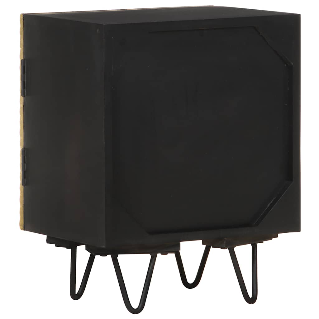 Comodino con Frontale in Ottone 40x30x50cm in Massello di Mango | homemem39