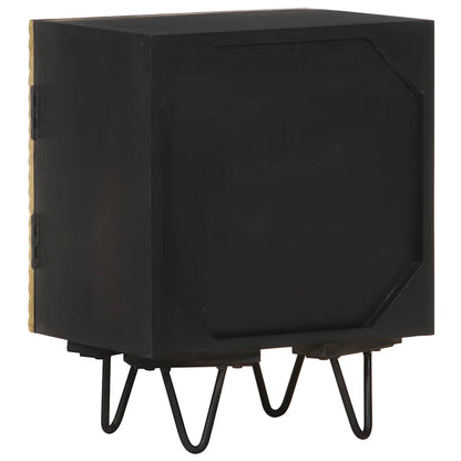 Comodino con Frontale in Ottone 40x30x50cm in Massello di Mango | homemem39