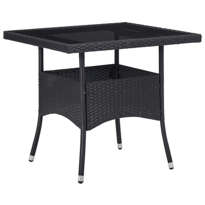 Set Mobili da Pranzo per Giardino 3 pz Nero Polyrattan e Vetro - homemem39