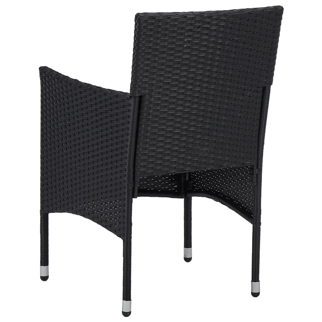 Set Mobili da Pranzo per Giardino 3 pz Nero Polyrattan e Vetro - homemem39