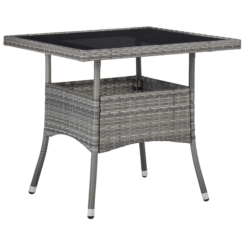 Set Mobili da Pranzo da Giardino 3 pz Grigio Polyrattan e Vetro