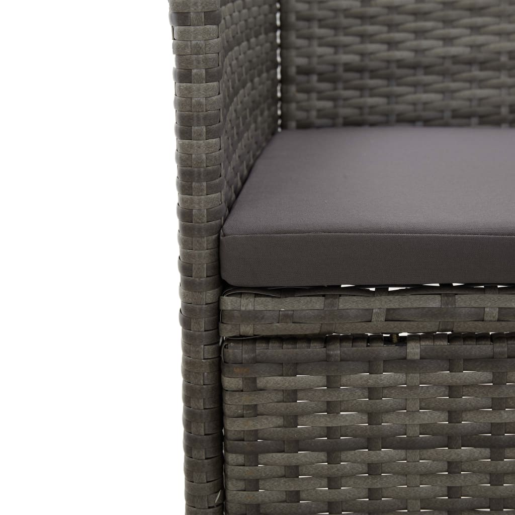 Set Mobili da Pranzo da Giardino 3 pz Grigio Polyrattan e Vetro | homemem39