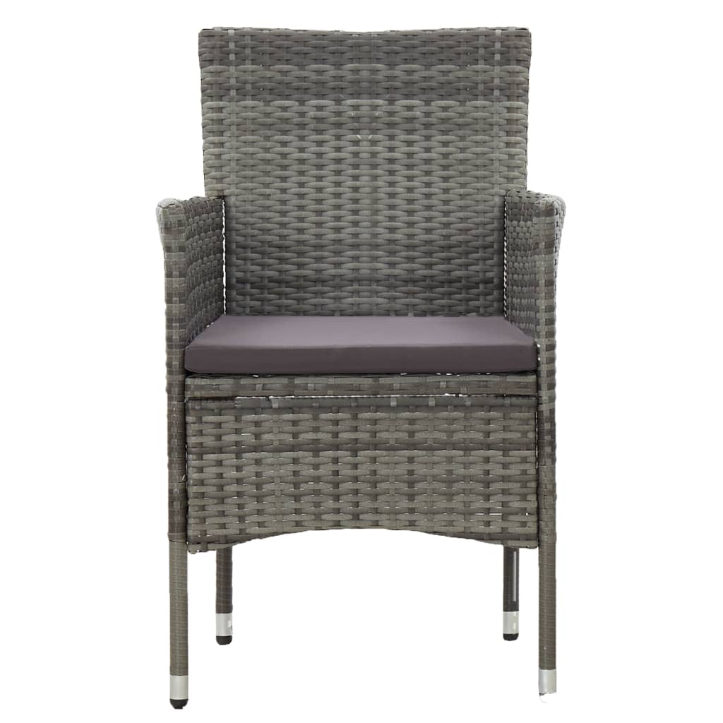 Set Mobili da Pranzo da Giardino 3 pz Grigio Polyrattan e Vetro | homemem39