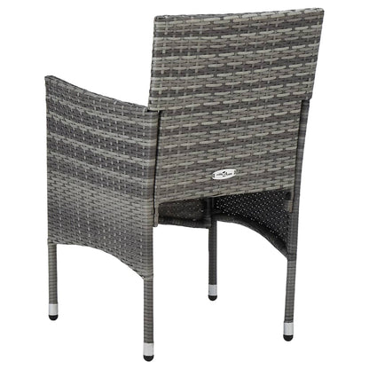 Set Mobili da Pranzo da Giardino 3 pz Grigio Polyrattan e Vetro | homemem39