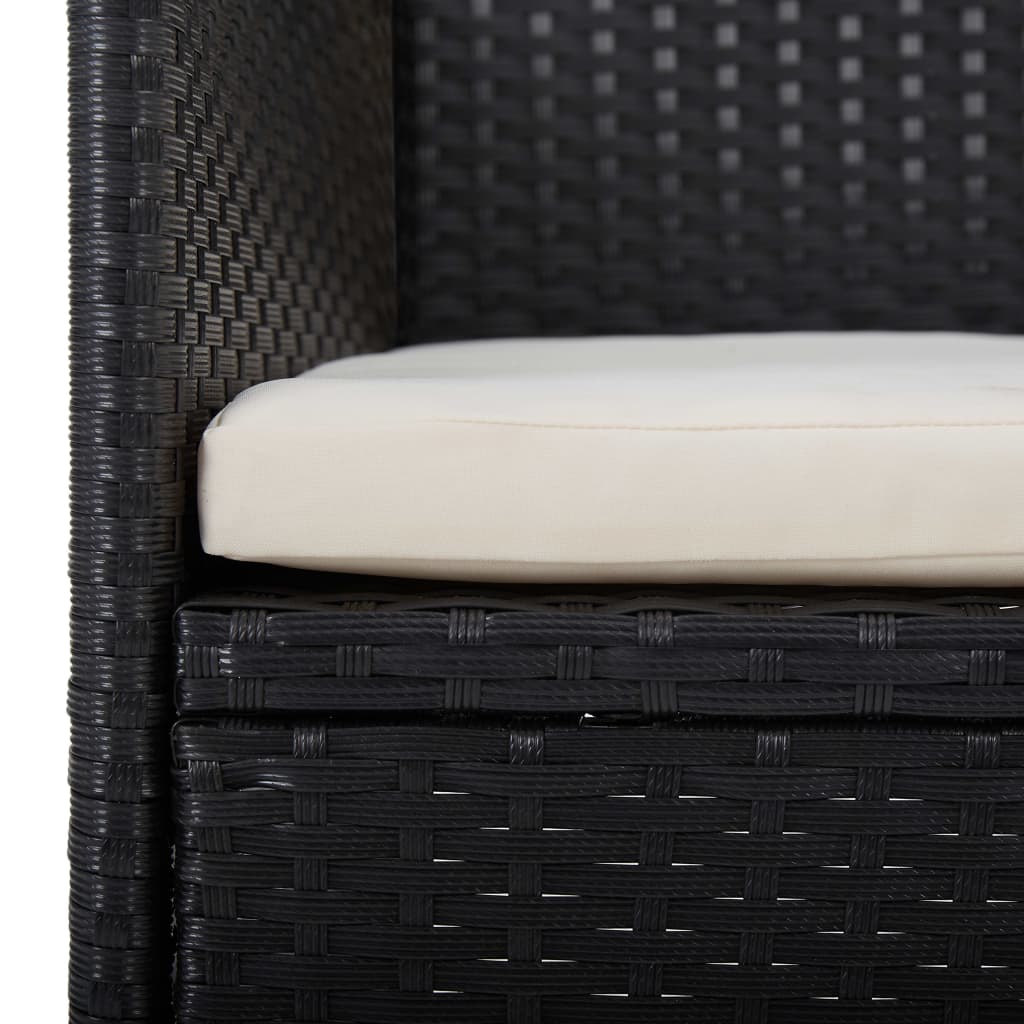 Set Mobili da Pranzo per Giardino 3 pz Nero Polyrattan e Acacia - homemem39