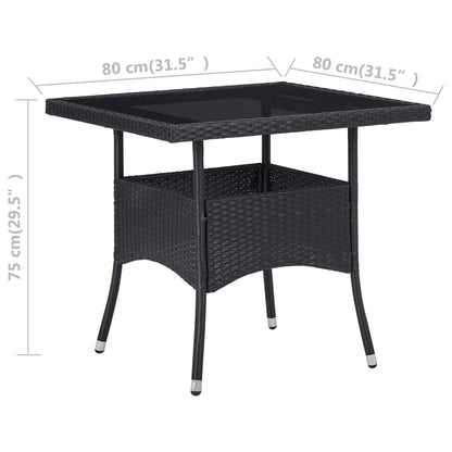 Set Mobili da Pranzo per Giardino 3 pz Nero Polyrattan e Acacia - homemem39