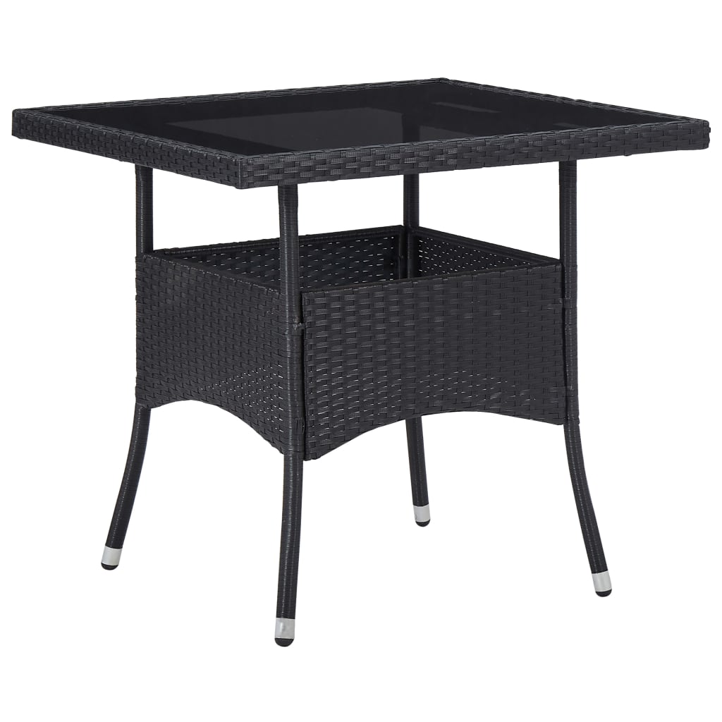 Set Mobili da Pranzo per Giardino 3 pz Nero Polyrattan e Acacia - homemem39