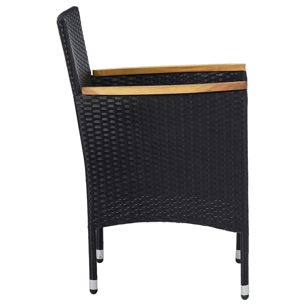 Set Mobili da Pranzo per Giardino 3 pz Nero Polyrattan e Acacia - homemem39