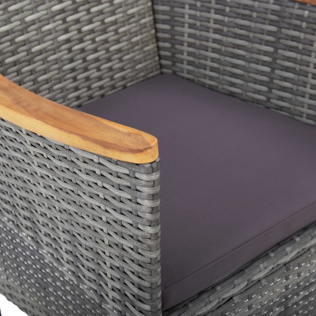 Set Mobili da Pranzo da Giardino 3 pz Grigio Polyrattan Acacia - homemem39