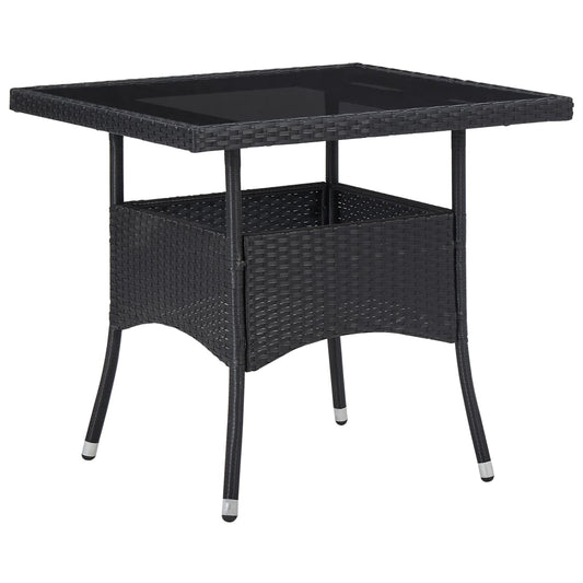 Set Mobili da Pranzo per Giardino 5 pz Nero Polyrattan e Vetro - homemem39
