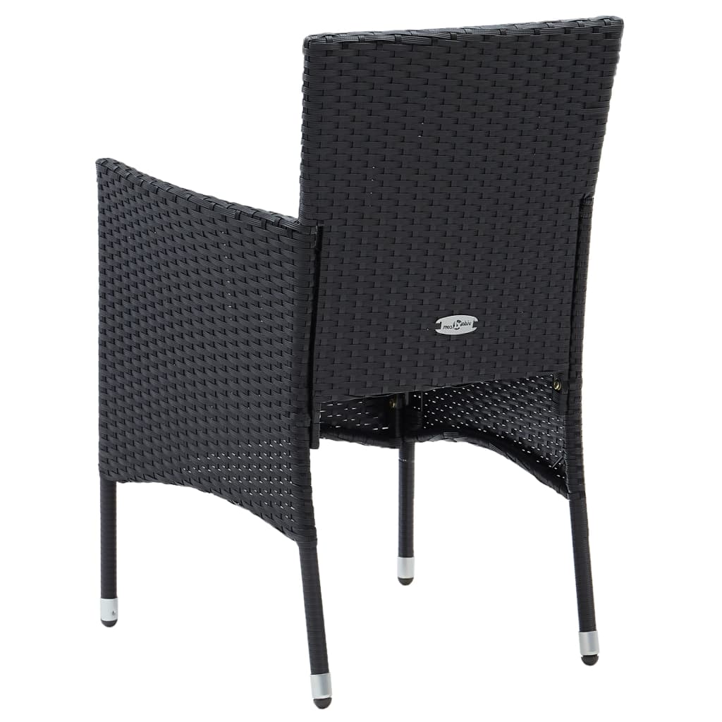 Set Mobili da Pranzo per Giardino 5 pz Nero Polyrattan e Vetro - homemem39