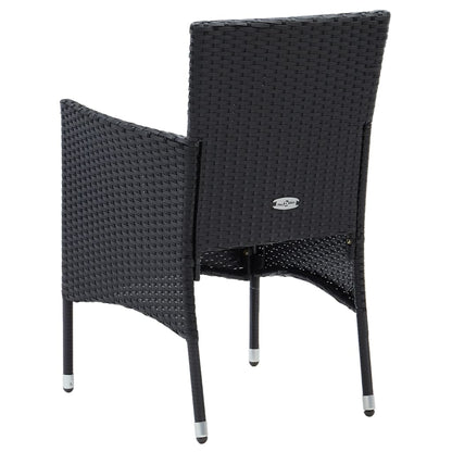 Set Mobili da Pranzo per Giardino 5 pz Nero Polyrattan e Vetro - homemem39