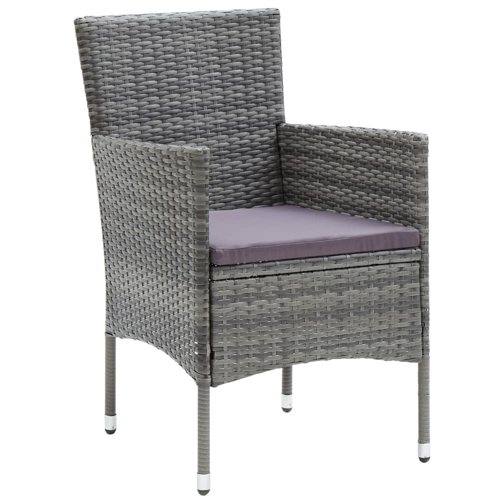 Set Mobili da Pranzo da Giardino 5 pz Grigio Polyrattan e Vetro - homemem39