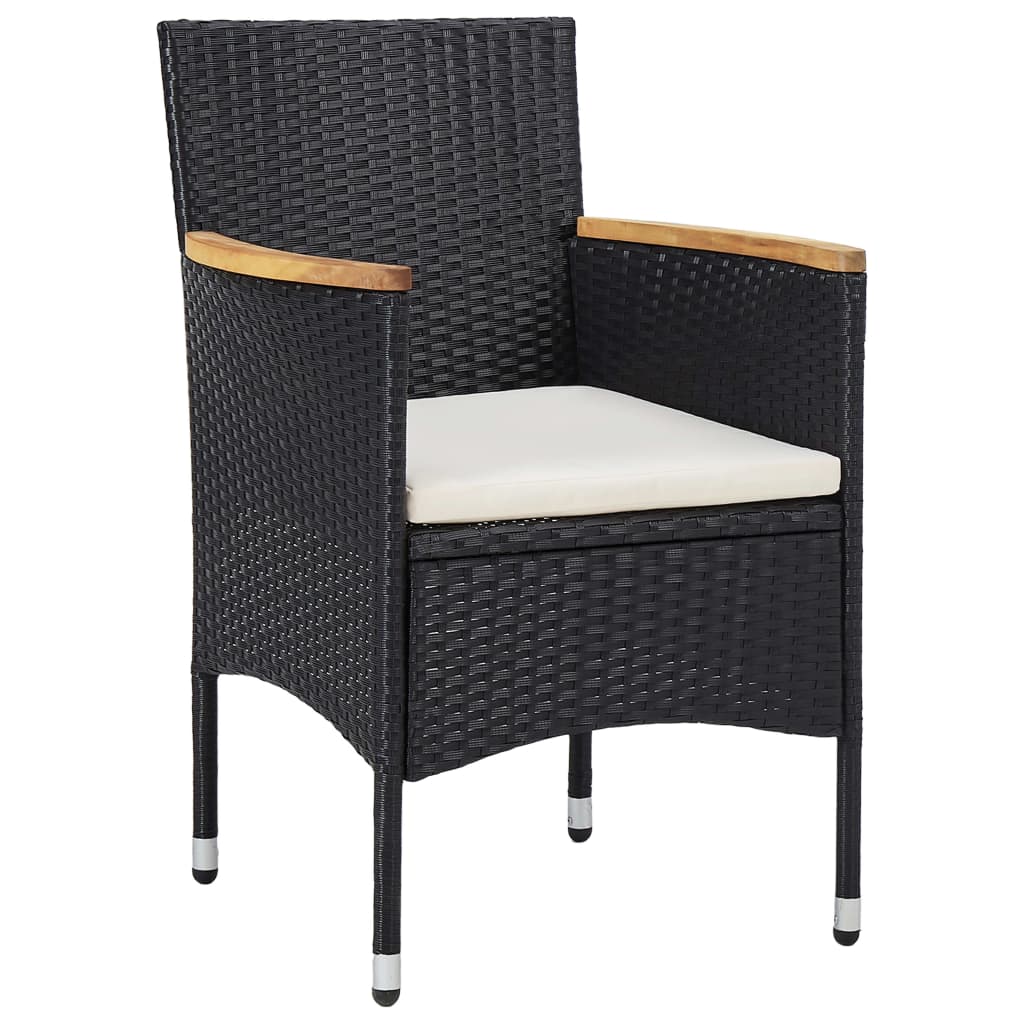 Set Mobili da Pranzo per Giardino 5 pz Nero Polyrattan e Acacia - homemem39