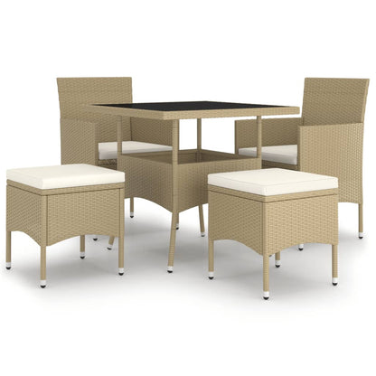 Set da Pranzo per Giardino 5 pz in Polyrattan Beige - homemem39