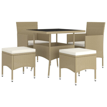 Set da Pranzo per Giardino 5 pz in Polyrattan Beige - homemem39
