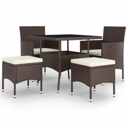 Set da Pranzo per Giardino 5 pz in Polyrattan Marrone - homemem39