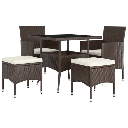 Set da Pranzo per Giardino 5 pz in Polyrattan Marrone - homemem39