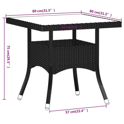 Set da Pranzo per Giardino 5 pz Polyrattan Vetro Temperato Nero - homemem39