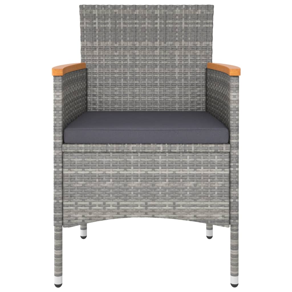 Set Pranzo da Giardino 5 pz Polyrattan e Vetro Temperato Grigio - homemem39