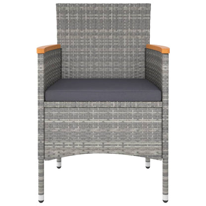 Set Pranzo da Giardino 5 pz Polyrattan e Vetro Temperato Grigio - homemem39