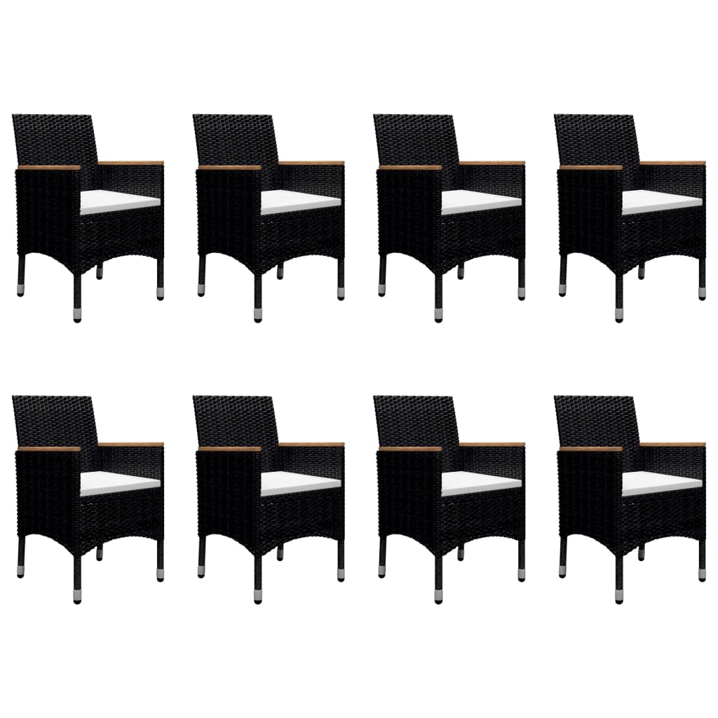 Set da Pranzo da Giardino 9 pz in Polyrattan e Acacia Nero - homemem39