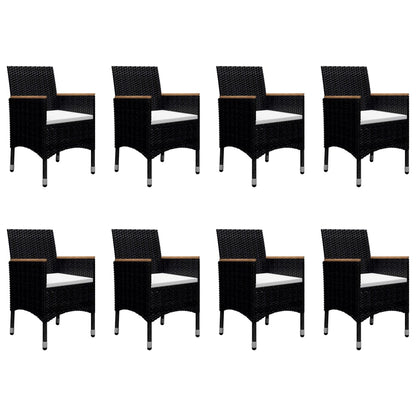 Set da Pranzo da Giardino 9 pz in Polyrattan e Acacia Nero - homemem39