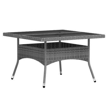 Set Pranzo da Giardino 5 pz Polyrattan e Vetro Temperato Grigio - homemem39