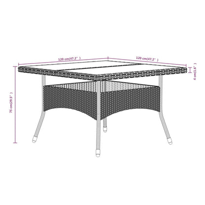 Set Pranzo da Giardino 5 pz Polyrattan e Vetro Temperato Grigio - homemem39