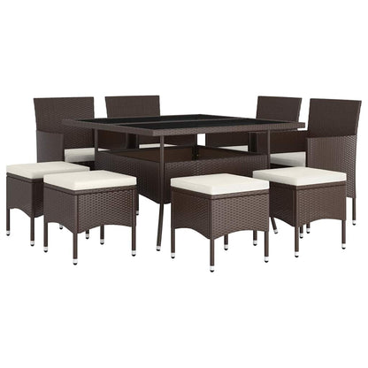 Set da Pranzo da Giardino in Polyrattan 9 pz Marrone | homemem39