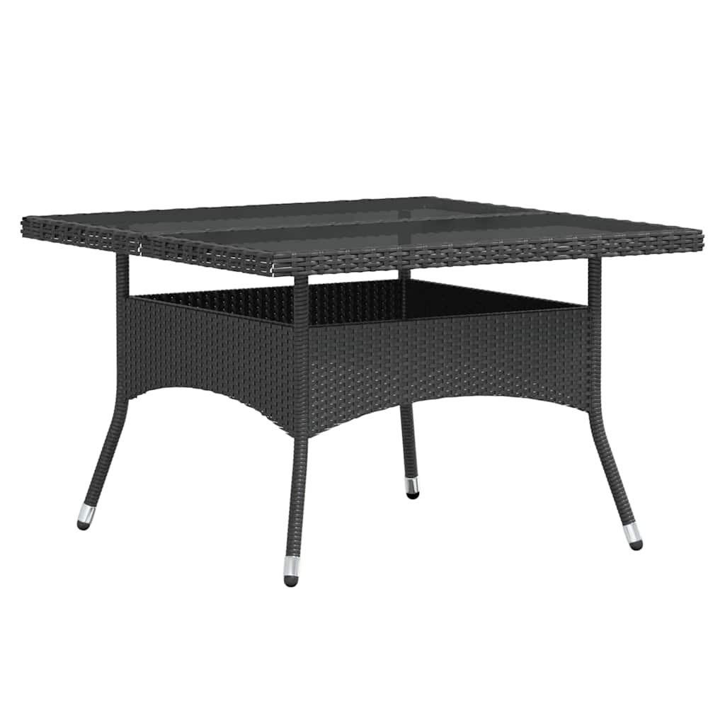 Set Pranzo da Giardino 5 pz Polyrattan e Vetro Temperato Nero | homemem39