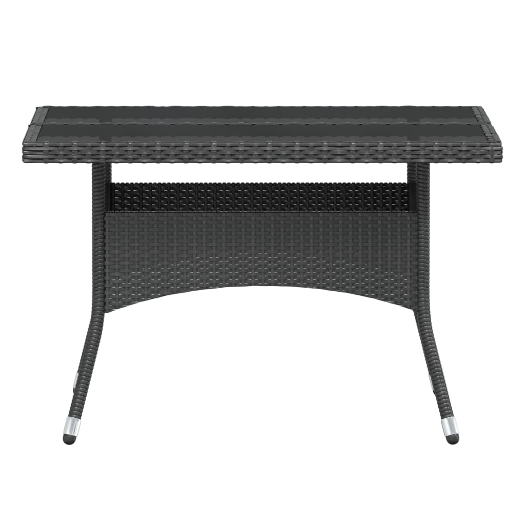 Set Pranzo da Giardino 5 pz  Polyrattan e Vetro Temperato Nero - homemem39