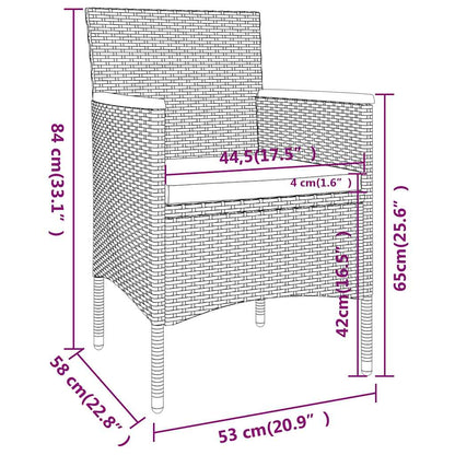 Set Pranzo da Giardino 5 pz Polyrattan e Vetro Temperato Nero | homemem39