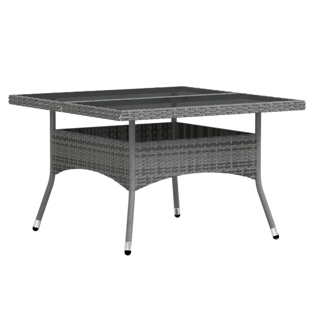 Set Pranzo da Giardino 5 pz Polyrattan e Vetro Temperato Grigio - homemem39