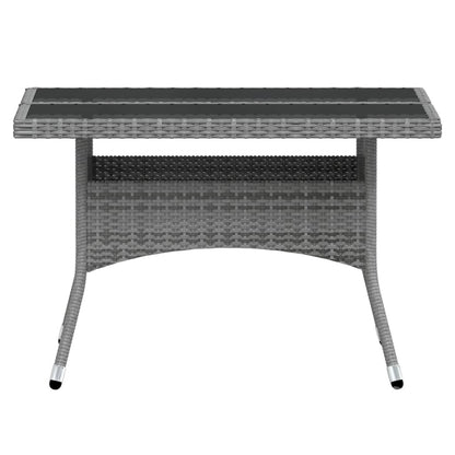 Set Pranzo da Giardino 5 pz Polyrattan e Vetro Temperato Grigio - homemem39