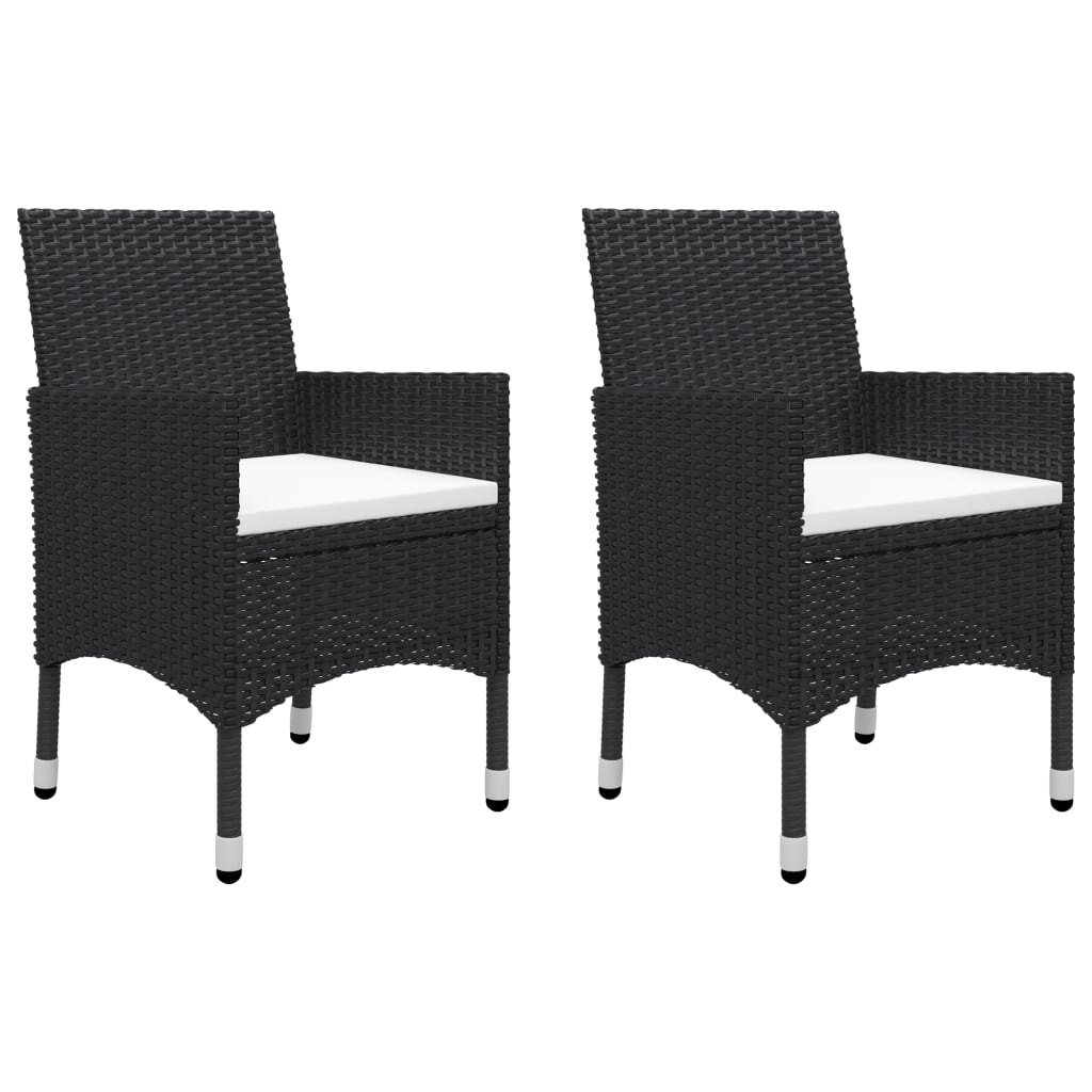 3-piece Garden Bistro Set in Polyrattan and Black Glass