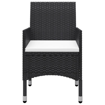 3-piece Garden Bistro Set in Polyrattan and Black Glass