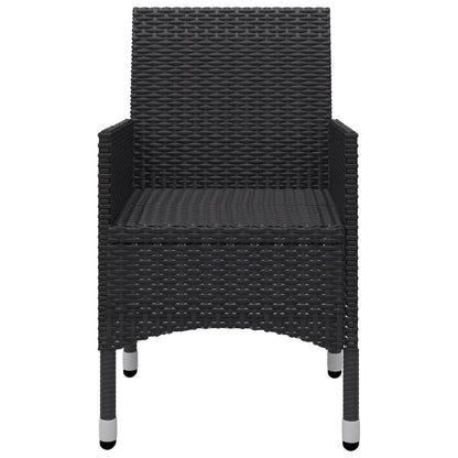 3-piece Garden Bistro Set in Polyrattan and Black Glass