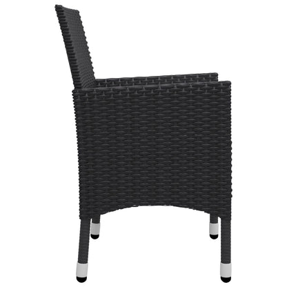 3-piece Garden Bistro Set in Polyrattan and Black Glass
