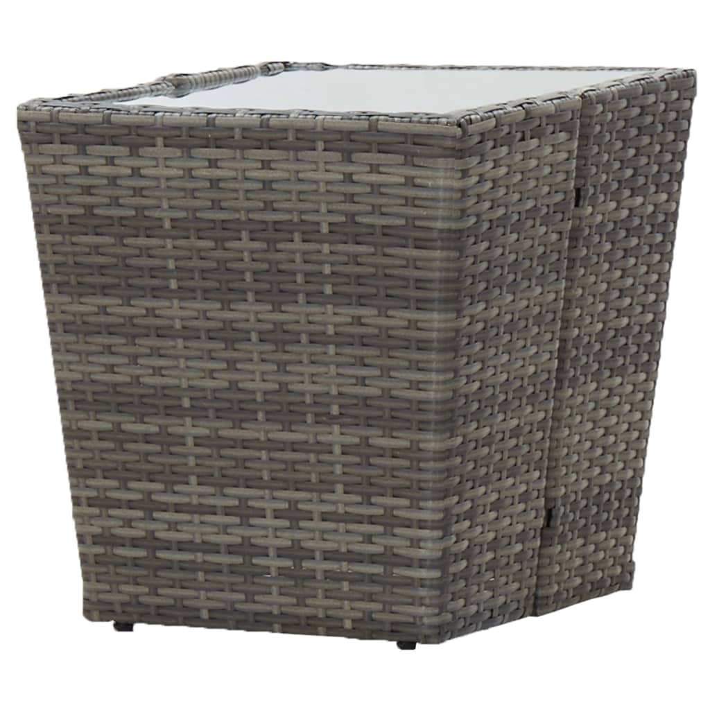 Set Bistrot Giardino 3 pz Polyrattan e Vetro Temperato Grigio - homemem39