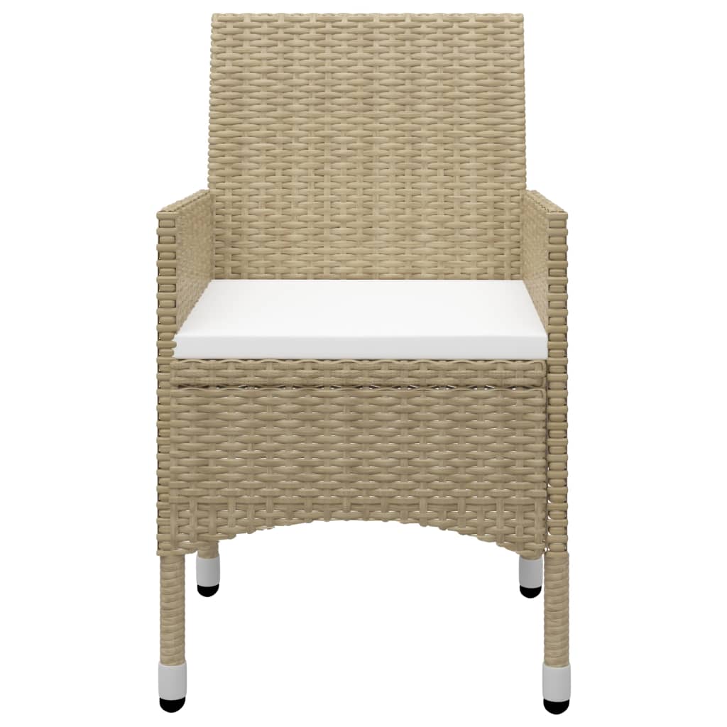 Garden Bistro Set 3 pcs Polyrattan and Beige Tempered Glass