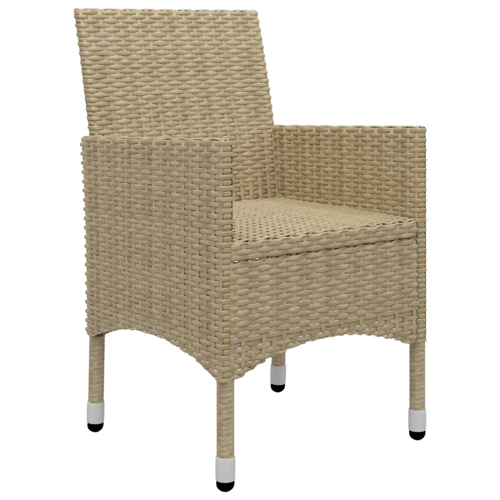 Garden Bistro Set 3 pcs Polyrattan and Beige Tempered Glass